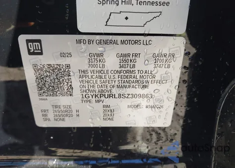 2025 Cadillac Lyriq Sport W/1Sf from USA, damaged, VIN 1GYKPURL8SZ309863